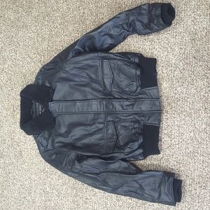New York & Company leather bomber jacket black size large